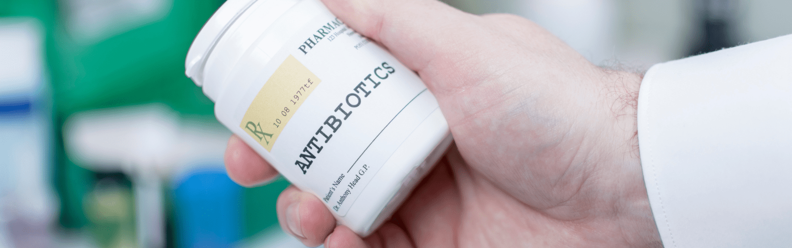 doctor holding antibiotics