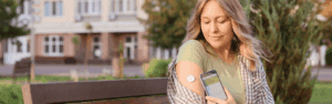 Woman manages blood sugar for diabetes